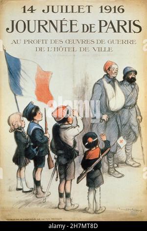 Journée de Paris.14 juillet 1916.Au profit des œuvres de guerre de l'Hôtel de ville 1916 Musée de l'Armée - Paris propagande française - liens de guerre Banque D'Images