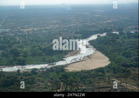 Antenne de la rivière Singaita, Kapoita, État de l'Equatoria orientale, Soudan du Sud Banque D'Images