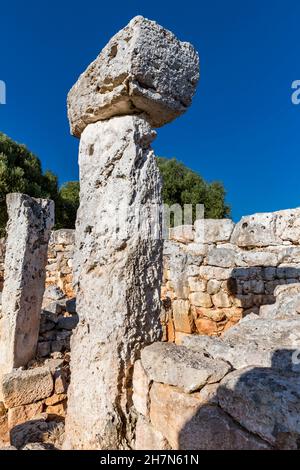 Torre d'en Galmes, colonie de Talayotes, bâtiment mégalithique, 1400 av. J.-C., site d'excavation,Minorque, Iles Baléares, Espagne Banque D'Images