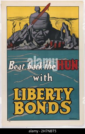 Battez le Hun avec Liberty Bonds - Guerre mondiale Une affiche de propagande de l'URSS Banque D'Images