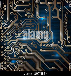 Fond de carte de circuit imprimé.Cyber lundi.Concept de technologie, arrière-plan sombre.Circuit analogique.Technologie informatique électronique, puce numérique.Texte d'espacement Illustration de Vecteur