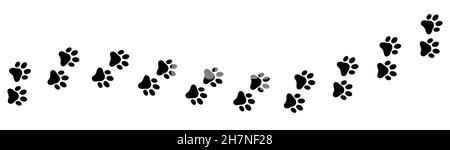 Chemin de pied à imprimé Paw.Imprimé chien et patte de chat.Illustration vectorielle isolée sur fond blanc Illustration de Vecteur