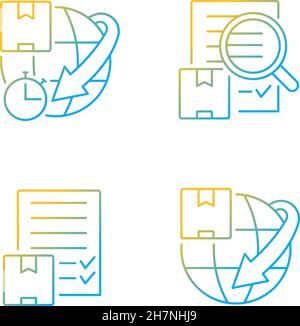Ensemble d'icônes vectorielles linéaires de gradient de service professionnel de livraison internationale Illustration de Vecteur
