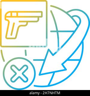 Restriction internationale sur l'expédition d'armes à feu gradient linéaire vecteur icône Illustration de Vecteur