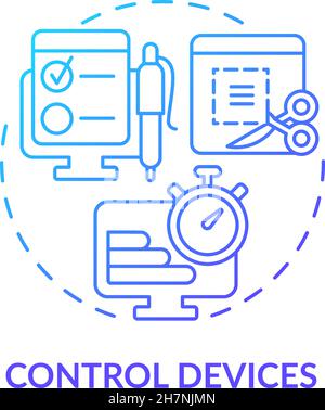 Icône de concept de gradient bleu des dispositifs de commande Illustration de Vecteur