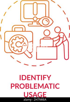 Identifier l'icône de concept de gradient rouge d'utilisation problématique Illustration de Vecteur