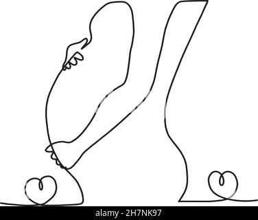 Femme enceinte corps vecteur maternité un dessin de ligne art, fertilité grossesse main dessin icône ou logo minimaliste, abstrait ligne art continu Illustration de Vecteur