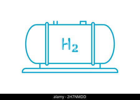 Icône de la grande ligne bleue du réservoir d'hydrogène.Stockage de l'hydrogène.Réservoir de gaz pour bouteille industrielle.Hydrogène liquide ou gazeux.Réservoir haute pression.Énergie durable Illustration de Vecteur