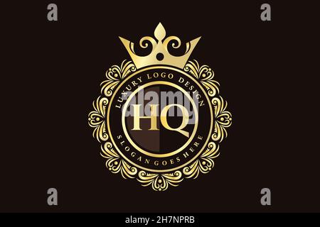 HQ lettre initiale Or calligraphique féminin floral dessiné à la main heraldic monogramme ancien style vintage luxe logo design Premium Illustration de Vecteur