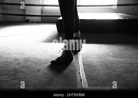 11/03/21, Angleterre.Frazer Clarke, boxeur de poids lourd britannique, à la South Derbyshire Boxing Academy de Swadlincote, au Royaume-Uni. Banque D'Images