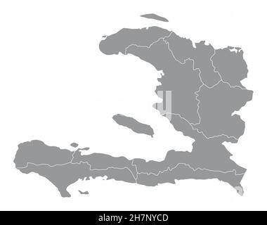 Carte administrative d'Haïti isolée sur fond blanc Illustration de Vecteur