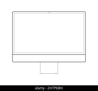 Ordinateur iMac décrit.Symbole imac pc dessin d'illustration similaire.Présenter la maquette d'un ordinateur tout-en-un sur fond blanc. Illustration de Vecteur