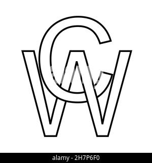 Logo signe wc cw, icône signe lettres entrelacées c W Illustration de Vecteur