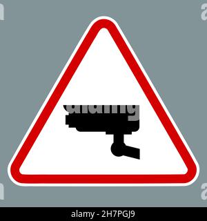 Panneau d'avertissement CCTV.Autocollant vectoriel pour avertissement de vidéosurveillance de caméra de sécurité. Illustration de Vecteur