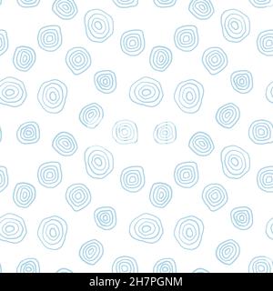 Imprimé textile sans coutures.Conception vectorielle avec cercles esquinés dessinés à la main.Bleu sur blanc. Illustration de Vecteur