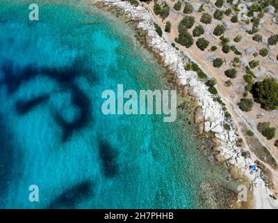 Murter en Croatie.Côte paradisiaque en Croatie. Banque D'Images