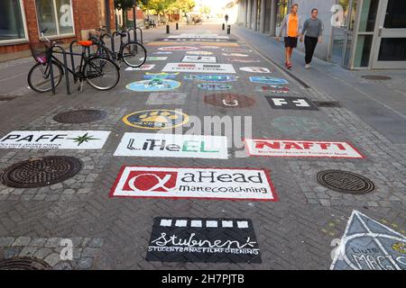 NORRKOPING, Suède - 25 août 2018 : Linkoping University Campus brandback Markesbacken (peintures) à Norrkoping, Suède. Banque D'Images