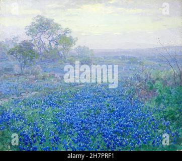 Un jour nuageux, Bluebonnets près de San Antonio, Texas par Julian Onderdonk (1882-1922), huile sur toile, 1918 Banque D'Images