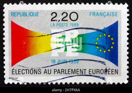 FRANCE - VERS 1989 : un timbre imprimé en France montre les élections au Parlement européen, vers 1989 Banque D'Images