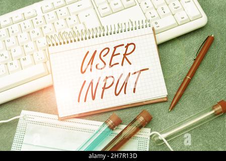 Symbole de texte indiquant la saisie utilisateur.Mot pour toute information ou donnée qui est envoyé à un ordinateur pour le traitement de la saisie de notes médicales études scientifiques et Banque D'Images