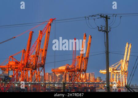 Port Metro Vancouver, Vanterm Container terminal, Vancouver (Colombie-Britannique), Canada Banque D'Images