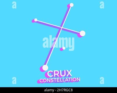 Symbole 3d de constellation Crux.Icône de constellation de style isométrique sur fond bleu.Groupe d'étoiles et de galaxies.Illustration vectorielle Illustration de Vecteur