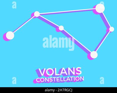 Symbole 3d de constellation de volans.Icône de constellation de style isométrique sur fond bleu.Groupe d'étoiles et de galaxies.Illustration vectorielle Illustration de Vecteur