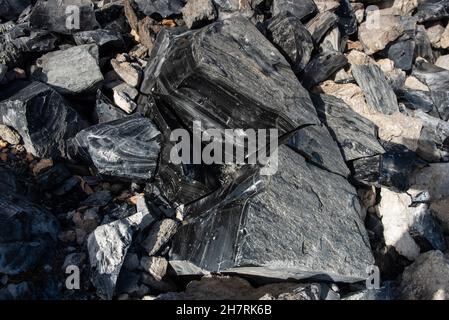 Vue rapprochée d'un rocher obsidienne Banque D'Images