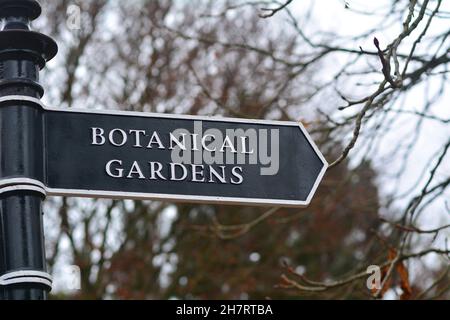 Le panneau Botanical Gardens à Bath Somerset Angleterre Royaume-Uni Banque D'Images