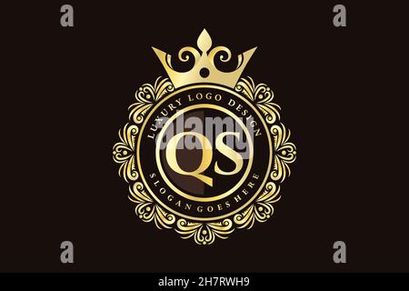 QS lettre initiale Or calligraphique féminin floral dessiné à la main heraldic monogramme ancien style vintage luxe logo design Premium Illustration de Vecteur