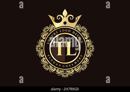 Lettre initiale TL Or calligraphique féminin floral dessiné à la main heraldic monogramme ancien style vintage luxe logo design Premium Illustration de Vecteur