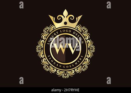 WV lettre initiale Or calligraphique féminin floral dessiné à la main heraldic monogramme ancien style vintage luxe logo design Premium Illustration de Vecteur