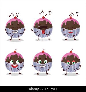 Une image du personnage de dessin animé de la danseuse de chocolat brigadeiro qui apprécie la musique.Illustration vectorielle Illustration de Vecteur
