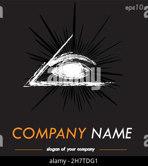 Modèle de logo vectoriel de Dieu pour une entreprise ou une église, logotype pour une entreprise ou une marque isolée sur fond noir, contour de logo, élément d'emblème Illustration de Vecteur