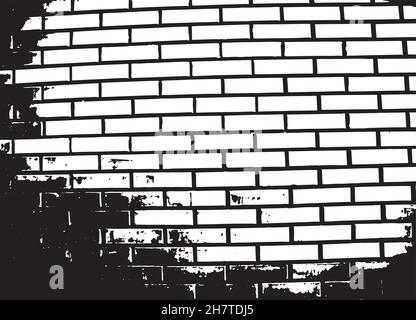 Illustration du vecteur de grunge de mur de briques.Texture noir et blanc Illustration de Vecteur