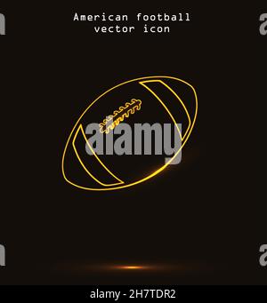 Contour de l'icône du vecteur de football américain.Illustration de boule dorée brillante Illustration de Vecteur