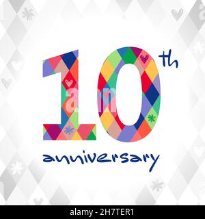 numéros du 10e anniversaire.10 ans ou jusqu'à 10% de réduction sur le concept de logotype.Modèle de conception graphique abstrait isolé.Creative Bright bg, 1 et 0 chiffre Illustration de Vecteur