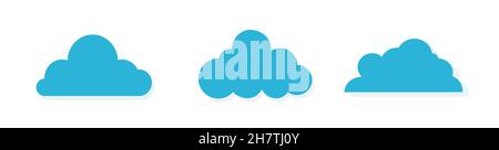 Cloud Icons se présente dans un style plat tendance, isolé sur fond bleu. Symbole Cloud pour votre site Web Banque D'Images