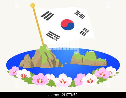 Drapeau national coréen sur l'île de Dokdo, en Corée Banque D'Images