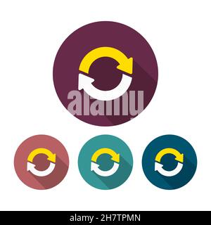 Symbole d'icône de vecteur de synchronisation, conception plate, ombre longue, eps10 Illustration de Vecteur