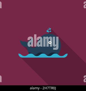 Icône de vecteur baleine, conception plate, ombre longue, eps10 Illustration de Vecteur