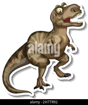 Illustration de l'autocollant de personnage de dessin animé Tyrannosaurus Dinosaur Illustration de Vecteur