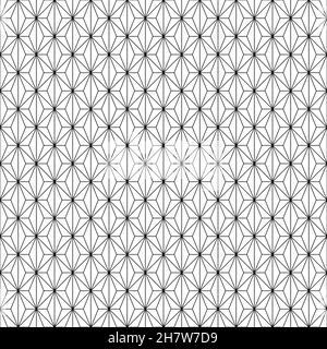 Motif Kumiko japonais sans couture en noir. Illustration de Vecteur