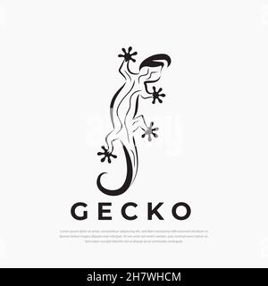 Logo Gecko la conception graphique unique peut être utilisée comme logotype, modèle Illustration de Vecteur