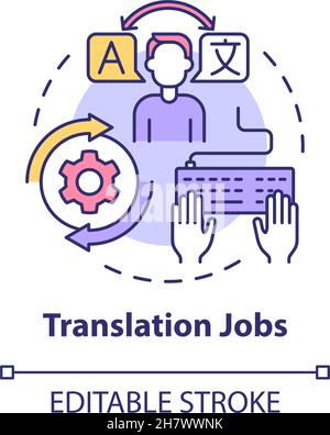 Icône de concept des travaux de traduction Illustration de Vecteur