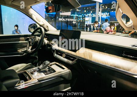 Intérieur du Tank 500 un grand vus de la Grande Muraille vu en exposition au salon de l'auto de Guangzhou 2021, province de Guangdong, Chine. Banque D'Images