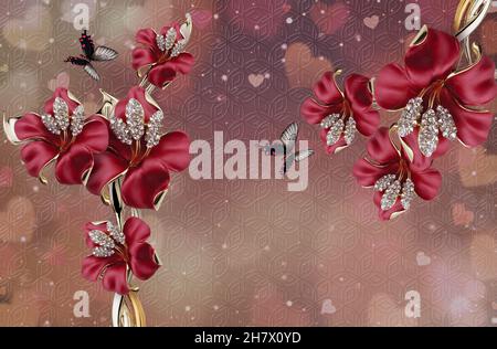 Fond d'écran haute décoration 3D Banque D'Images