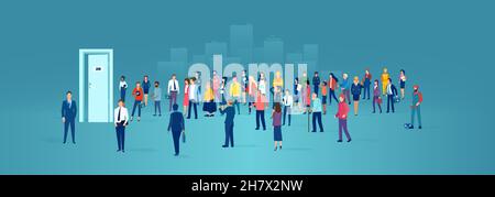 Vecteur d'un grand groupe de personnes diverses en attente d'une entrevue d'emploi Illustration de Vecteur