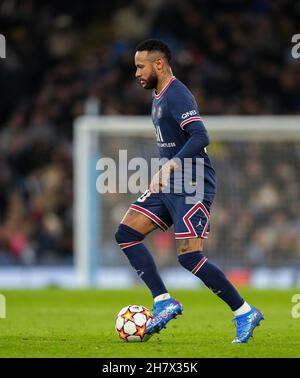 Manchester, Royaume-Uni.24 novembre 2021.Neymar du PSG lors du match de l'UEFA Champions League entre Manchester City et Paris Saint-Germain Feminines au Etihad Stadium, Manchester, Angleterre, le 24 novembre 2021.Photo d'Andy Rowland.Crédit : Prime Media Images/Alamy Live News Banque D'Images