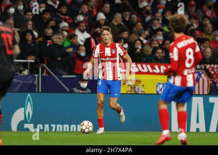 Madrid, Espagne.24 novembre 2021.Marcos Llorente (Atletico) football : Ligue des champions de l'UEFA phase de groupe Matchday 5 Groupe B match entre Culb Atletico de Madrid 0-1 AC Milan à l'Estadio Metropolitano Madrid, Espagne .Crédit: Mutsu Kawamori/AFLO/Alay Live News Banque D'Images